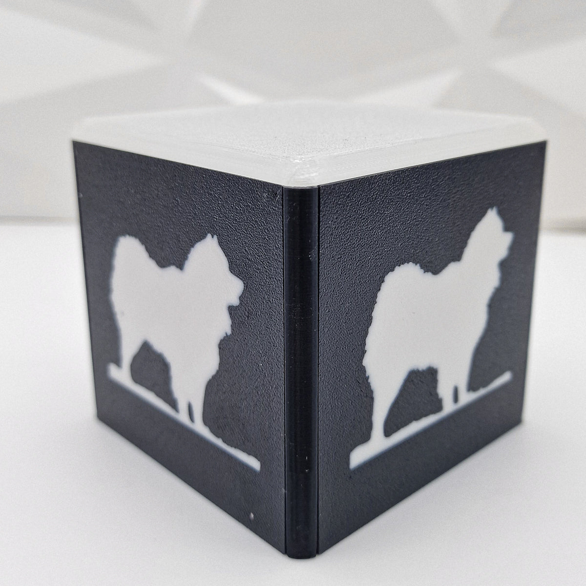 Design Cube "Hund/Samojede" - leuchtender Würfel mit Samojede Logo